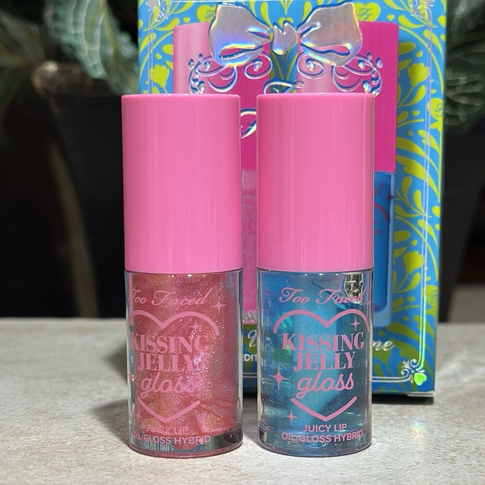 Too Faced Kissing Jelly Twice Upon A Time Lip Oil Gloss Duo Makeup Gift Set